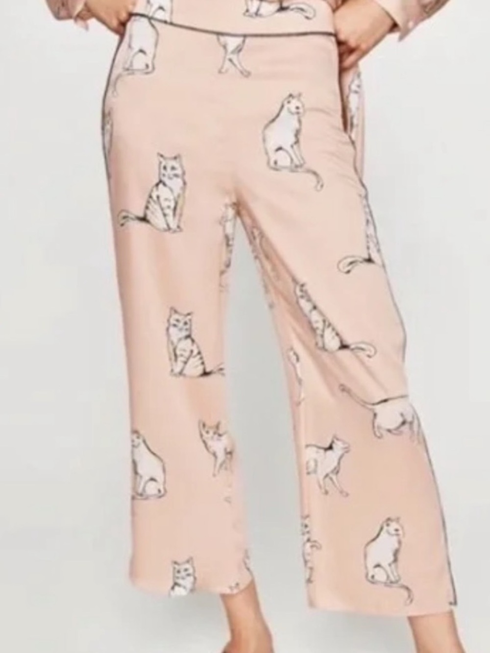 Zara Champagne Silky Cat Lounge Pants